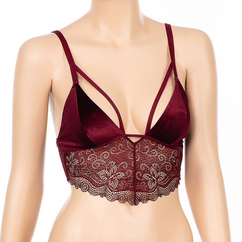 Velvet Longline Lace Bralette